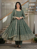 Designer Anarkali Suit in Heavy Crunchy Silk with Sequence Embroidery Work | ND-5065