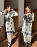 Designer Top & Pant in Rayon Butti Silk with Embroidery Chain Stitch Work | SRK-5349
