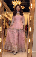 Designer Frendy Silk Sequin & Zari Embroidered Kali Cut Top Palazzo & Dupatta Set