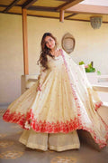 Designer Cosmos Silk Anarkali Suit with Sharara Palazzo and Dupatta