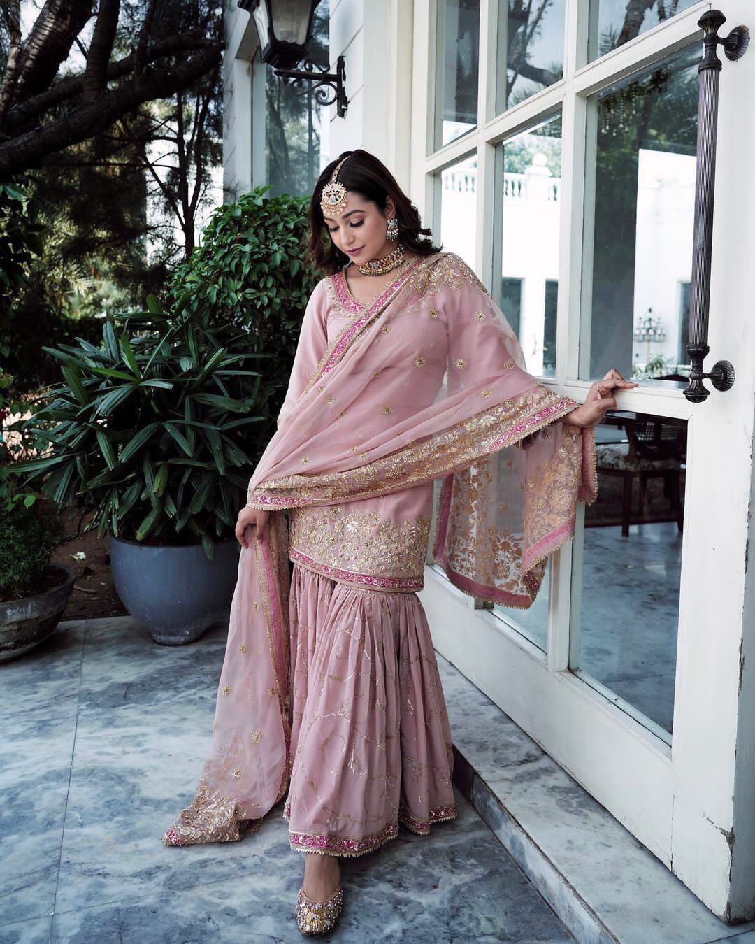 Georgette Embroidered Sharara Anarkali Suit — Indian Wedding & Eid Wear