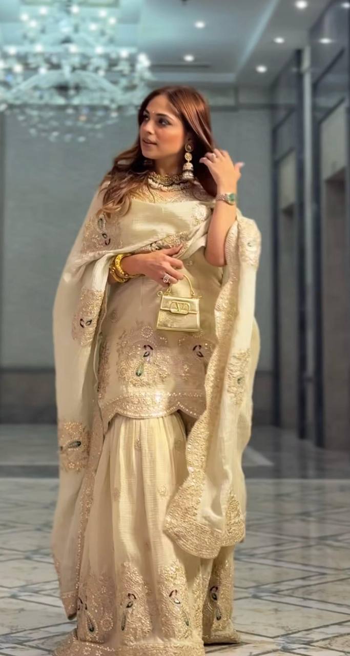 Chinon Silk Embroidered Prom Dress with Coding & Sequence Work
