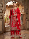 Designer Sharara Palazzo Set in Pure Chinnon Silk with Embroidery Coding Sequence Work | ND-5062