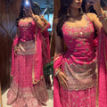 Designer Party Wear Chinon Silk Sequin Top with Lehenga and Dupatta
