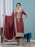 Designer Top, Pant & Dupatta in Pure Heavy Chinon Silk with Embroidery Coding Sequence Work