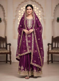 Silk Embroidered Stones Sequins Palazzo Suit Festive Wear