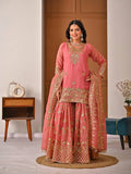 Designer Party Wear Top, Sharara Palazzo & Dupatta in Heavy Crunchy Silk with Sequence Embroidery | 5060
