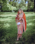 Designer Natural Crepe Silk 5mm Sequin Embroidered Long Punjabi Top Farshi Salwar & Dupatta Set