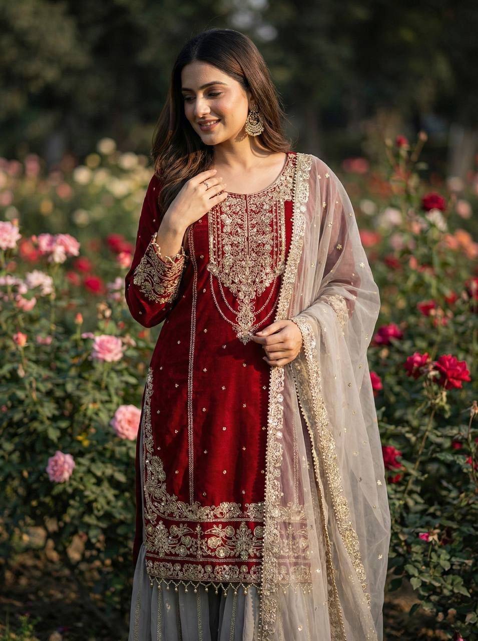 Black Georgette Embroidered Salwar Suit with Sequin & Moti Work