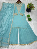 Light Blue Georgette Embroidered Salwar Kameez — Pakistani Wedding Dress