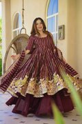 Designer Faux Georgette Anarkali Suit with Sharara Palazzo and Dupatta