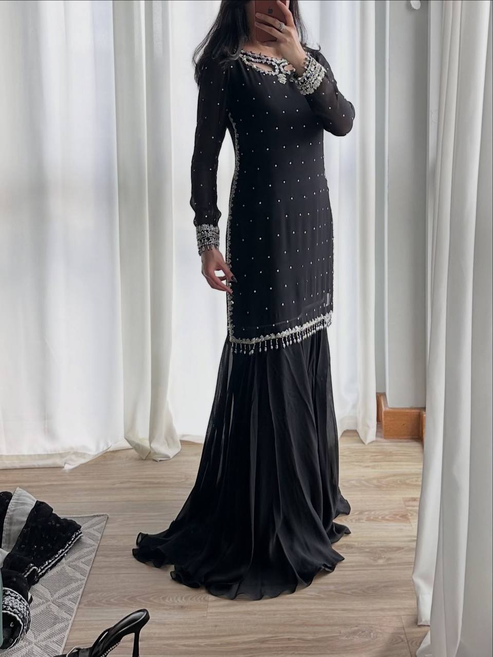 Designer Top, Palazzo & Dupatta in Heavy Faux Georgette with Embroidery Sequence Work | SRK-5353