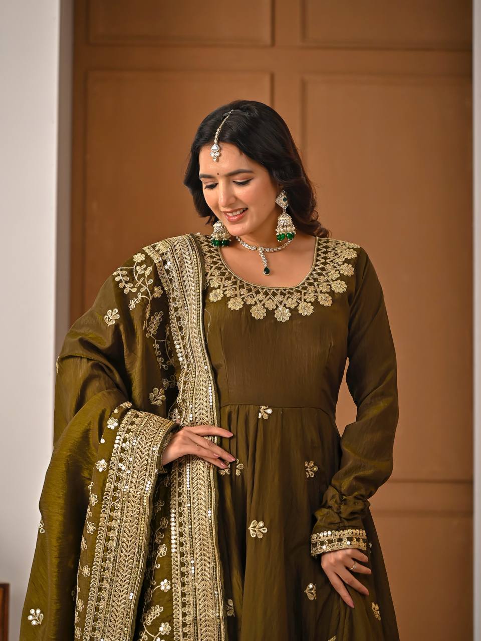 Designer Anarkali Suit in Heavy NC Vichitra Silk with 5mm Sequence & Embroidery Work