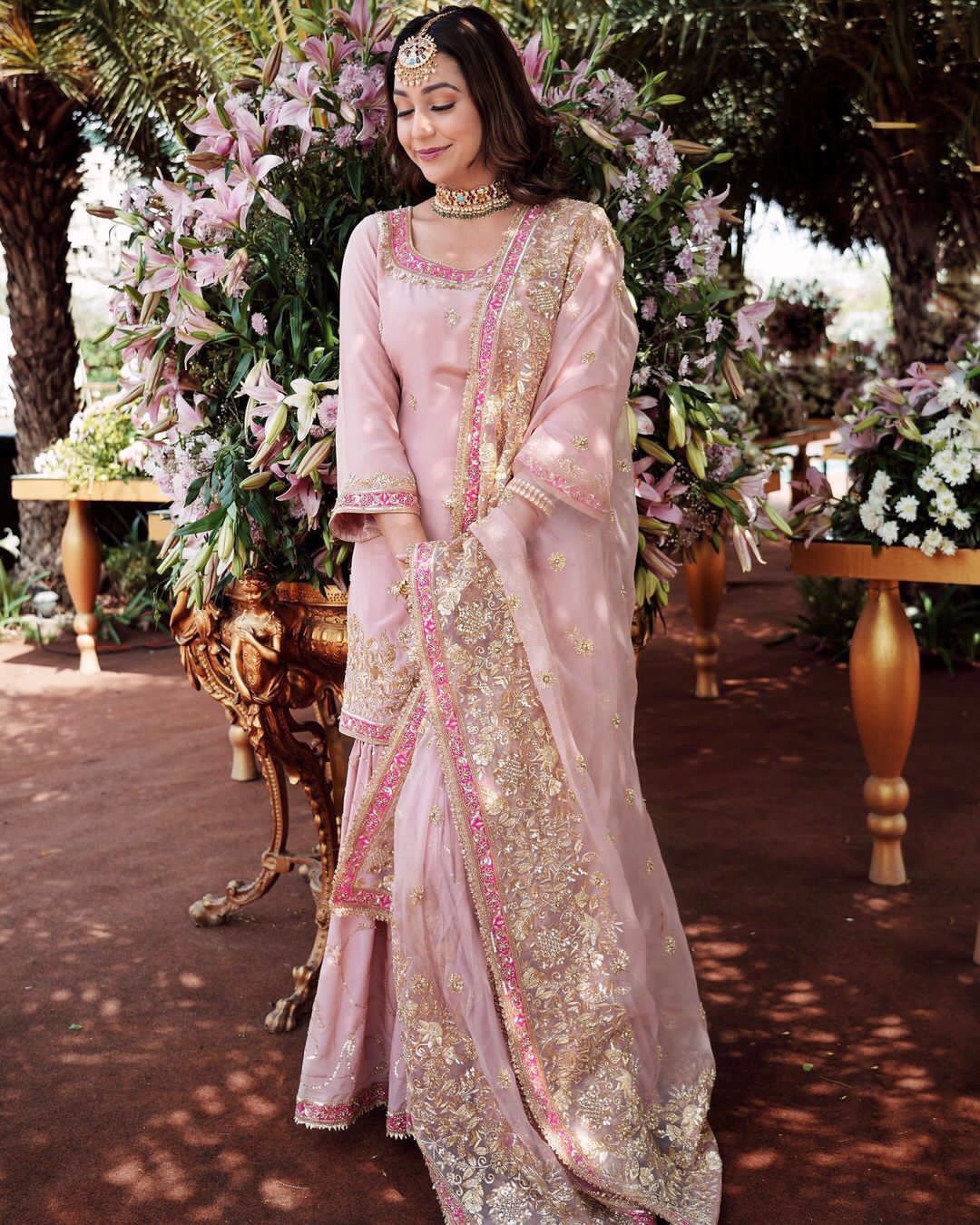 Georgette Embroidered Sharara Anarkali Suit — Indian Wedding & Eid Wear