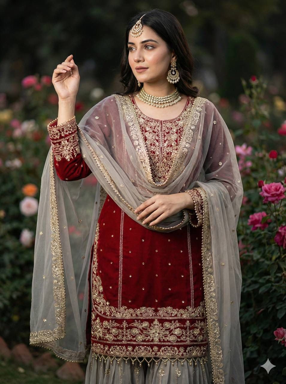 Black Georgette Embroidered Salwar Suit with Sequin & Moti Work