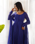 Fox Georgette Laheriya Print Anarkali Gown Set with Dupatta