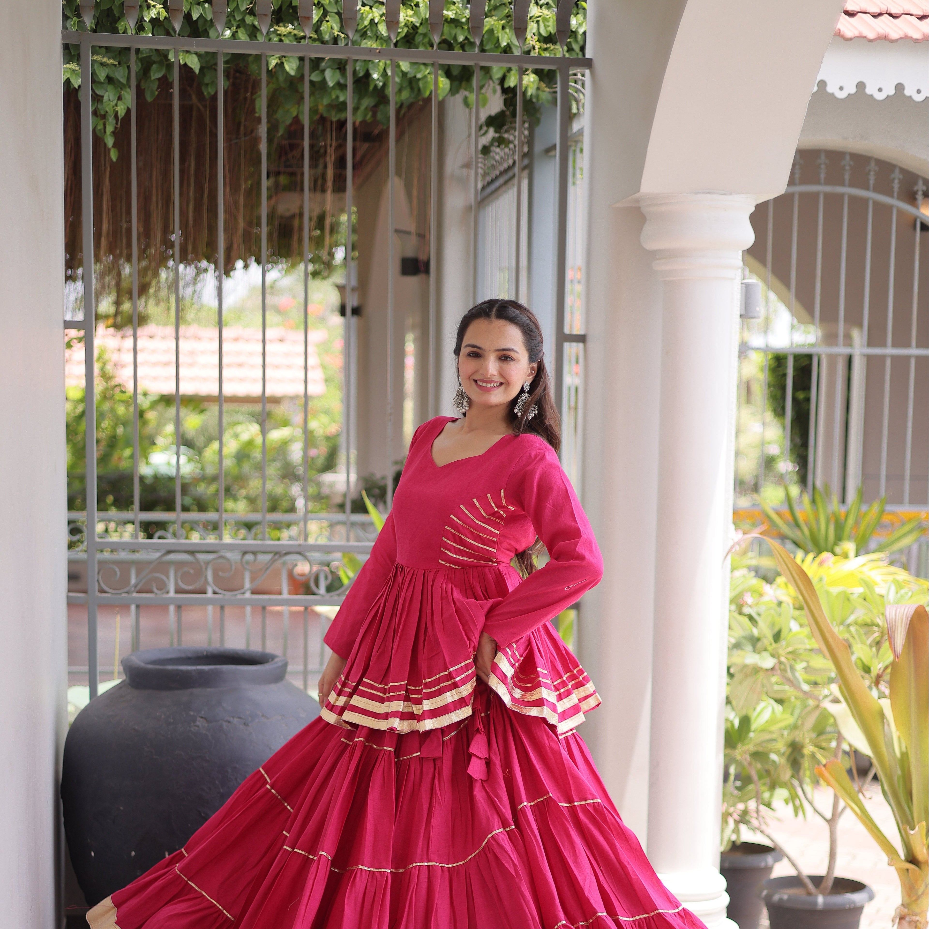 Navratri Lehenga Choli Set | Cora Cotton with Gota-Patti & Lace Work