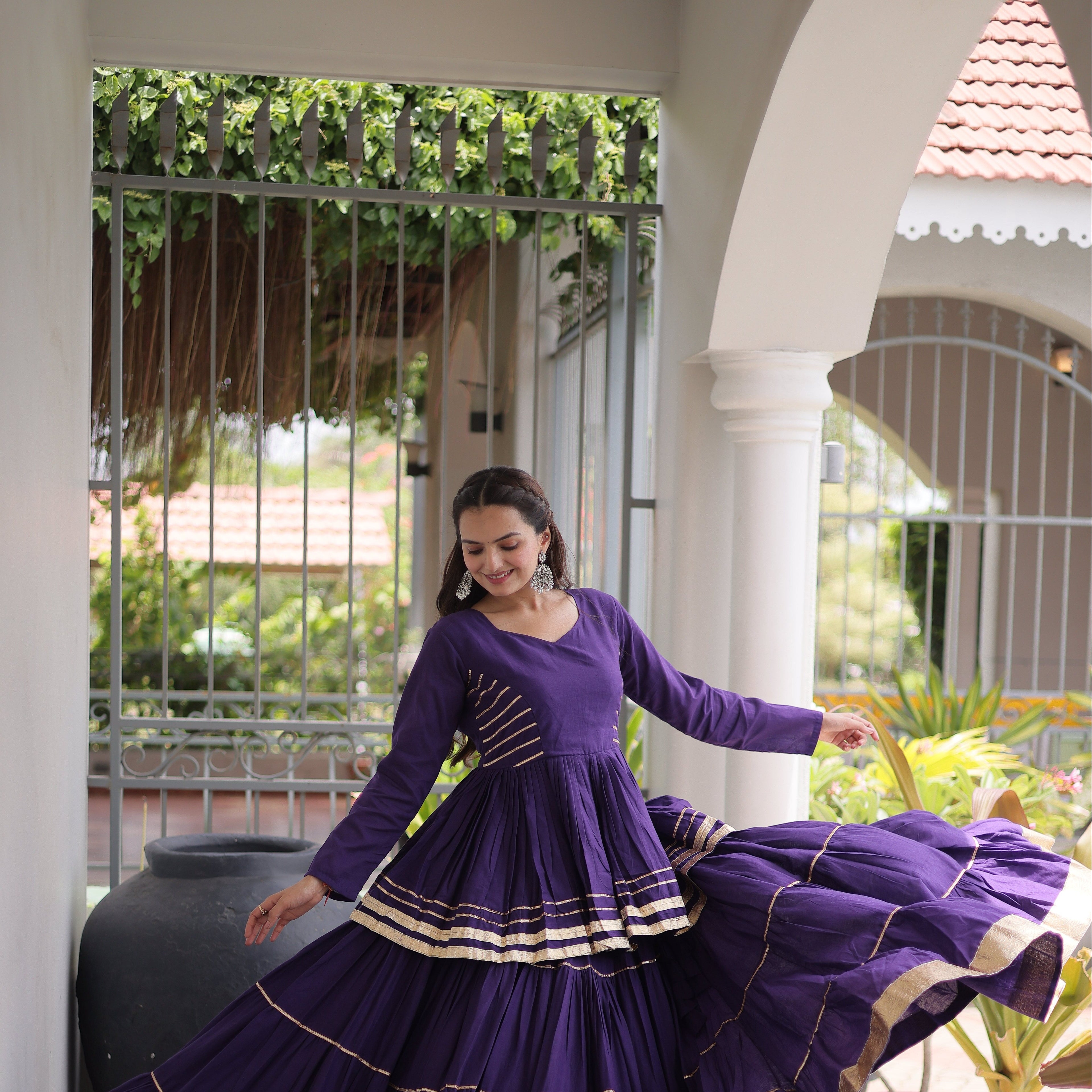 Navratri Lehenga Choli Set | Cora Cotton with Gota-Patti & Lace Work
