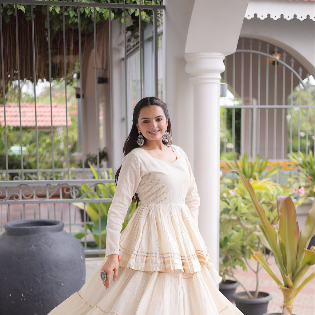 Navratri Lehenga Choli Set | Cora Cotton with Gota-Patti & Lace Work