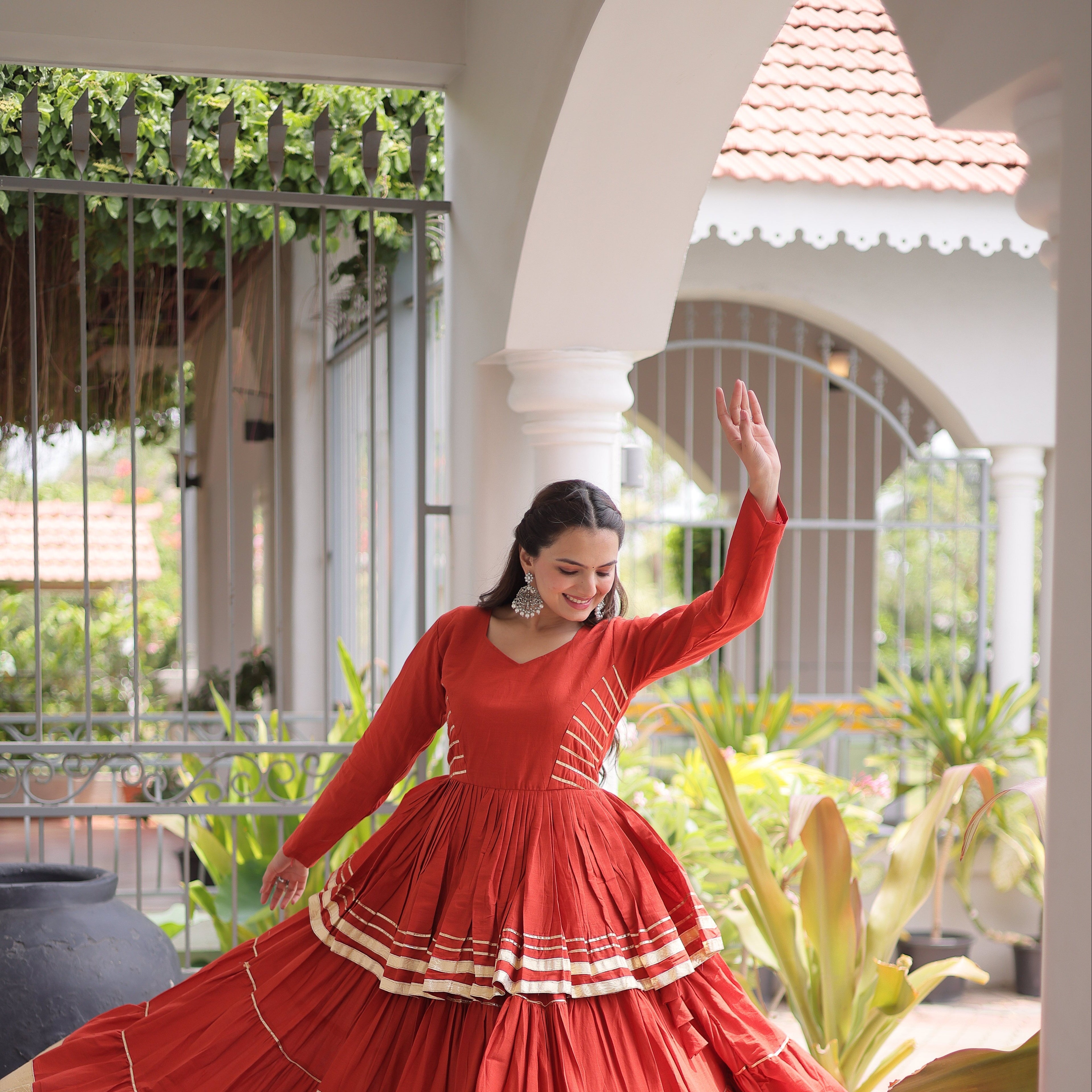 Navratri Lehenga Choli Set | Cora Cotton with Gota-Patti & Lace Work