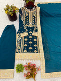 Blue Silk Embroidered Salwar Kameez — Pakistani Wedding & Eid Party Dress