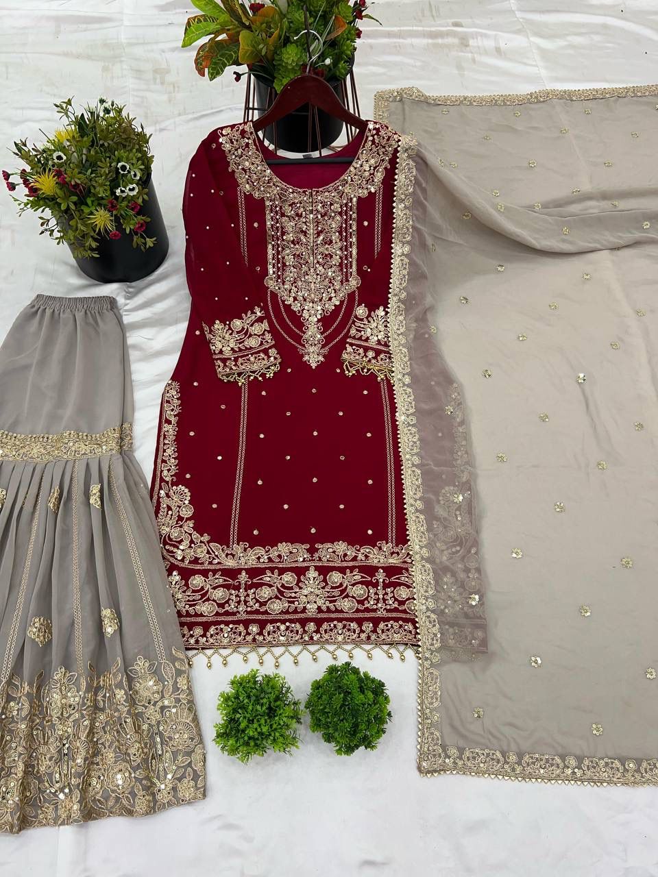Black Georgette Embroidered Salwar Suit with Sequin & Moti Work