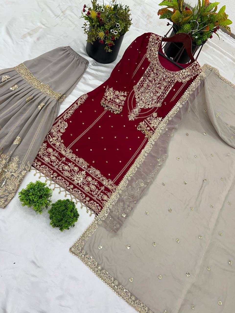 Black Georgette Embroidered Salwar Suit with Sequin & Moti Work