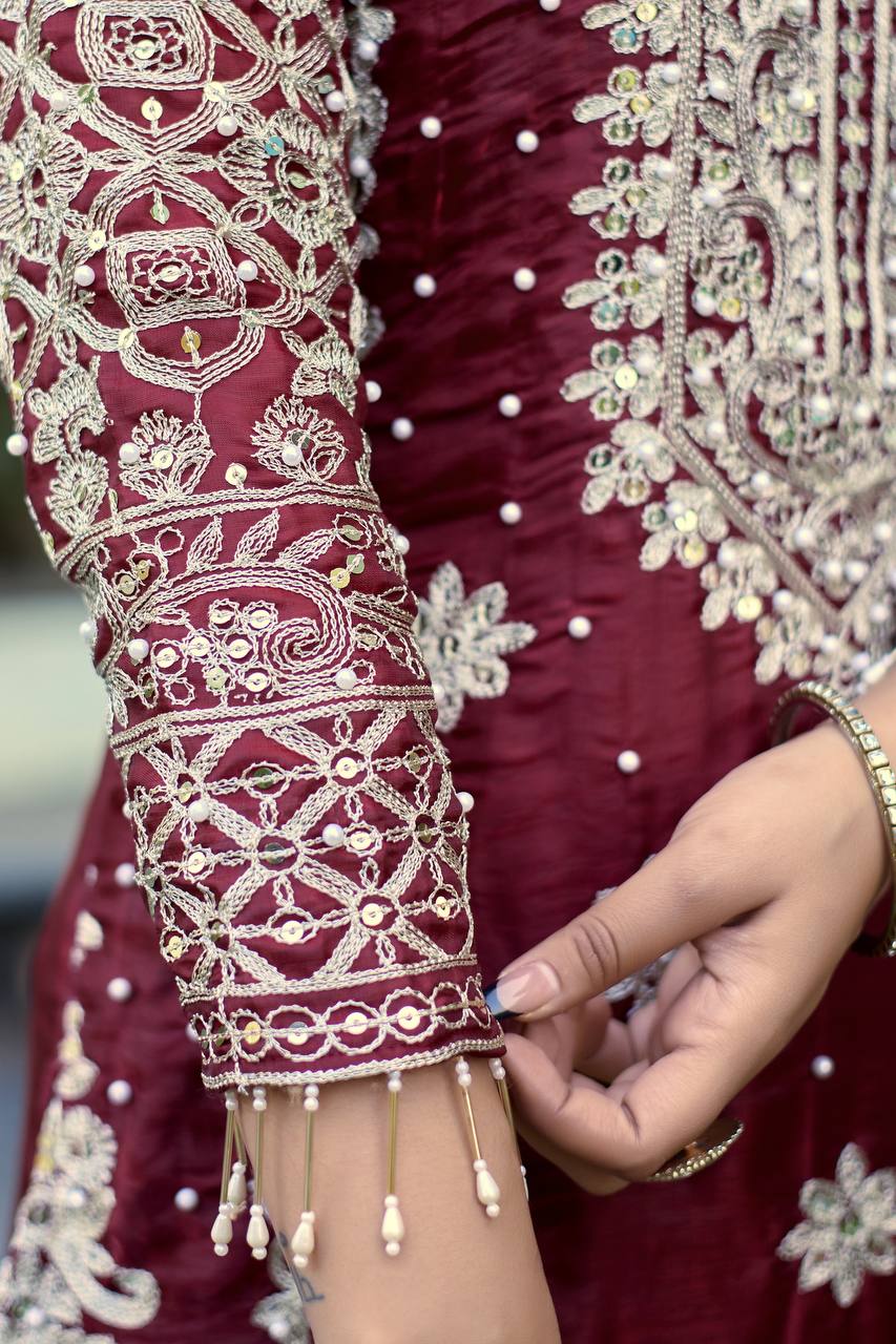Pure GMY Silk Heavy Embroidery Coding Pant Suit