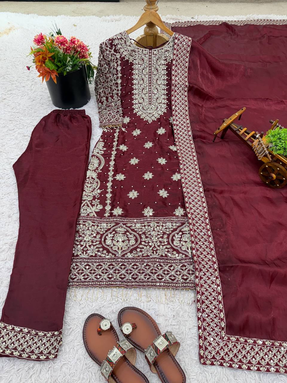 Pure GMY Silk Heavy Embroidery Coding Pant Suit