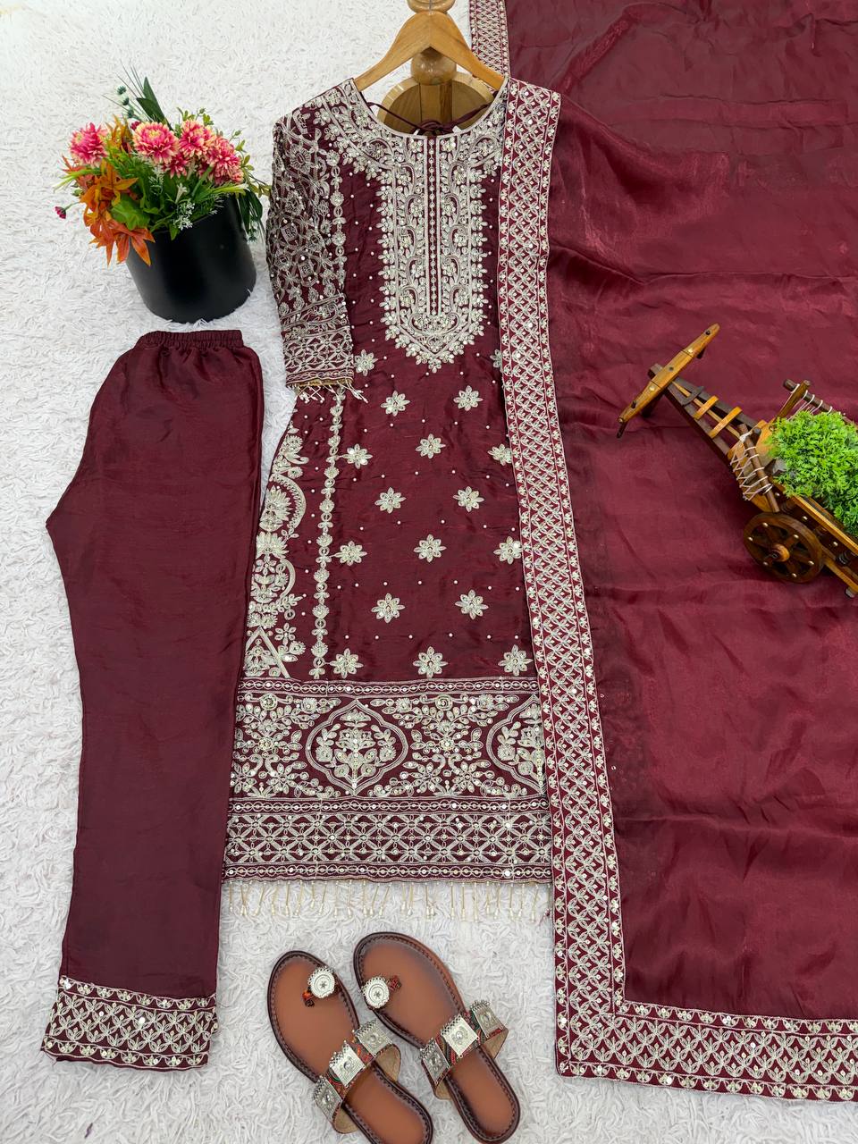 Pure GMY Silk Heavy Embroidery Coding Pant Suit