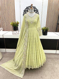 Heavy Georgette Sequin Embroidered Party Wear Gown with Dupatta