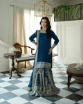 Faux Georgette Sequin & Moti Work Gharara Set with Dupatta — Ready to Wear