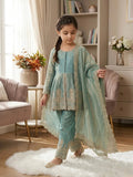 Girls Kids Ethnic Wear | Fendy Silk Embroidered Peplum Kurti Palazzo & Dupatta Set — Fully Stitched