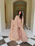 Heavy Simar Silk Embroidered Sharara Set with Dupatta — Fully Stitched 3-Piece | Blush