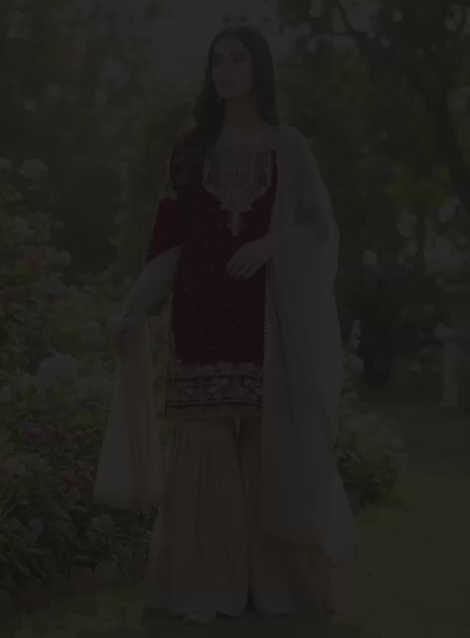 Pure Heavy GMY Silk Embroidered Coding Dori Sequence Palazzo Suit with Dupatta — Fully Stitched 3-Piece