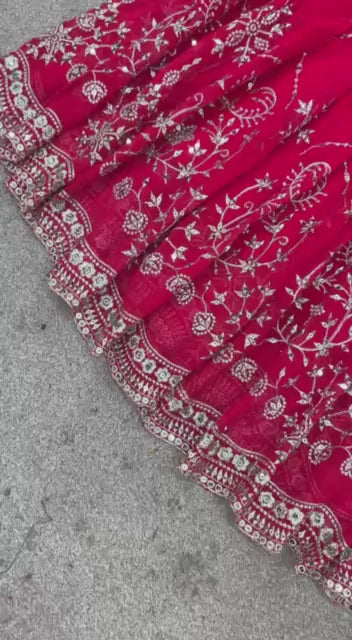 Georgette Sequin Embroidered Sharara Suit — Indian & Pakistani Party Wear
