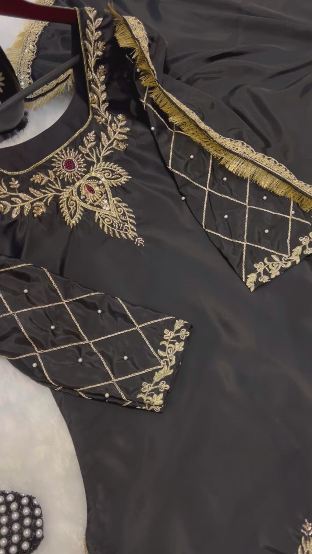 ZAHRA Black Silk Embroidered Abaya Style Gown with Dupatta, Islamic Wedding Dress for Women, Sizes M L XL XXL All AVILABLE