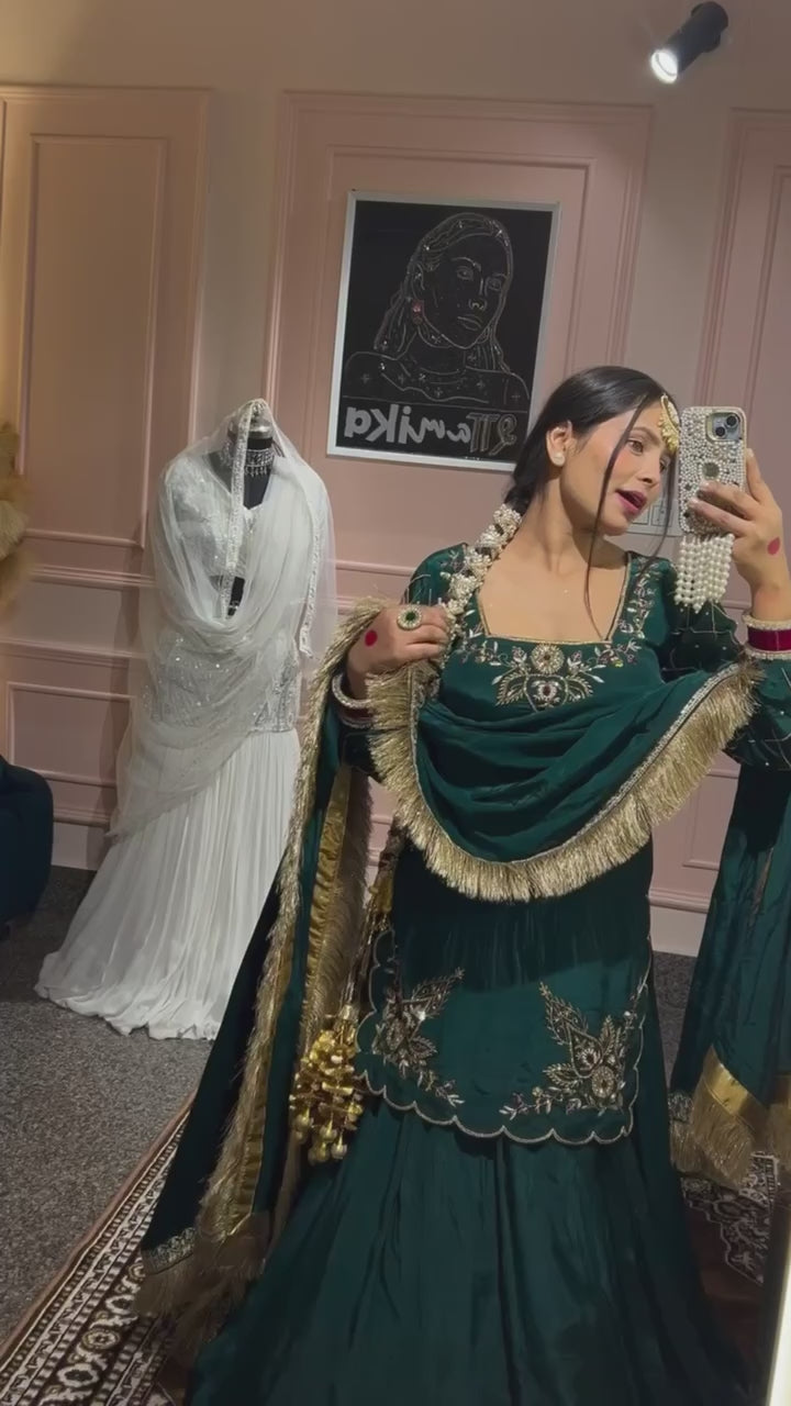 Black Silk Embroidered Abaya Gown with Dupatta — Islamic Wedding Dress