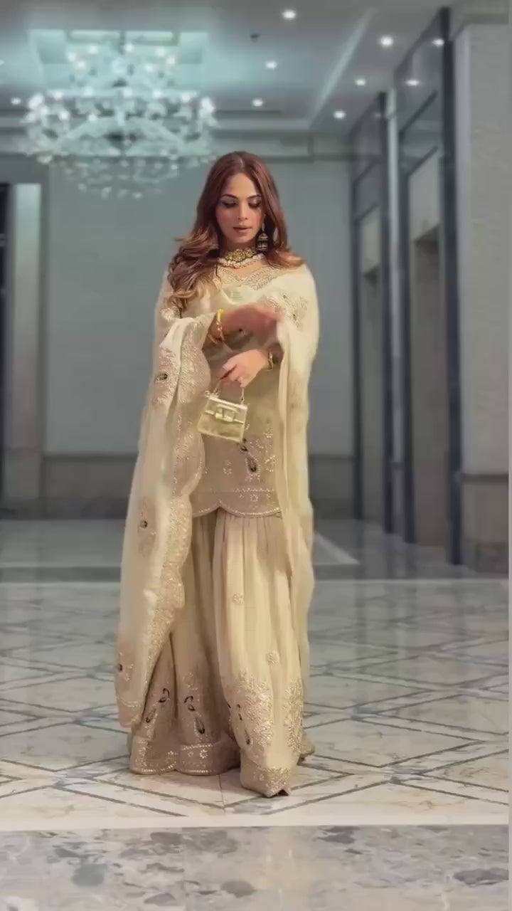 Chinon Silk Embroidered Prom Dress with Coding & Sequence Work