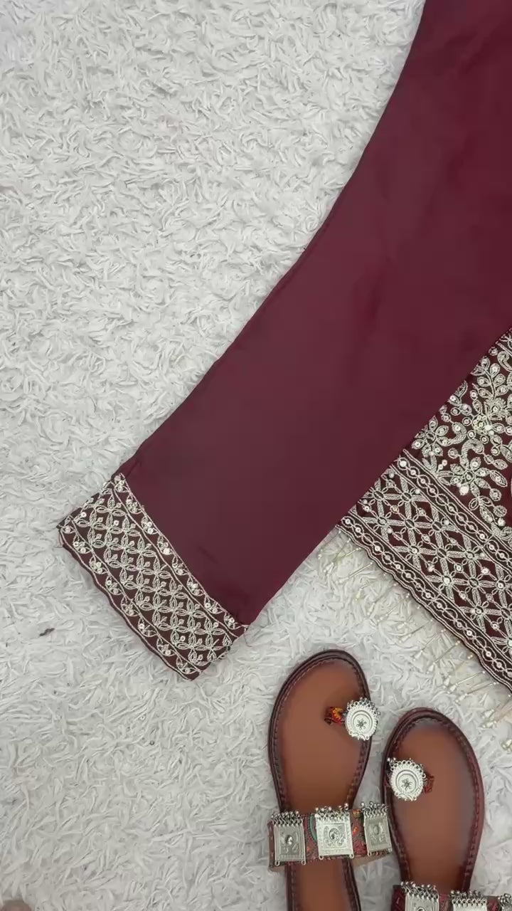 Pure GMY Silk Heavy Embroidery Coding Pant Suit